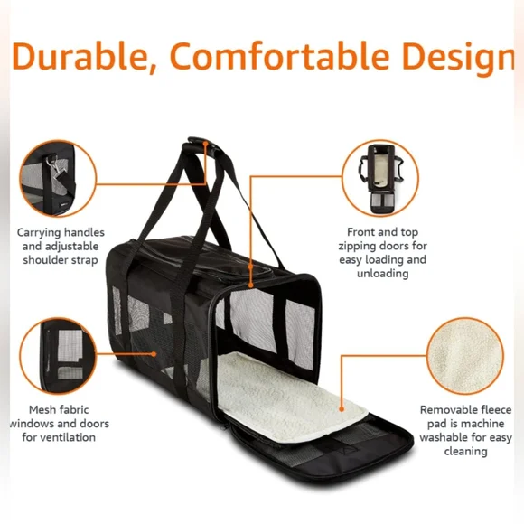 Amazon Basics Soft Sided Mesh Pet Travel Carrier Medium Size - Picture 6 of 13